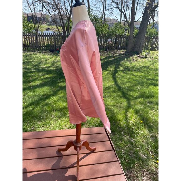 Victorias Secret Gold Label Pink Satin Button-Front Long-Sleeve Top M/L - Picture 3 of 7